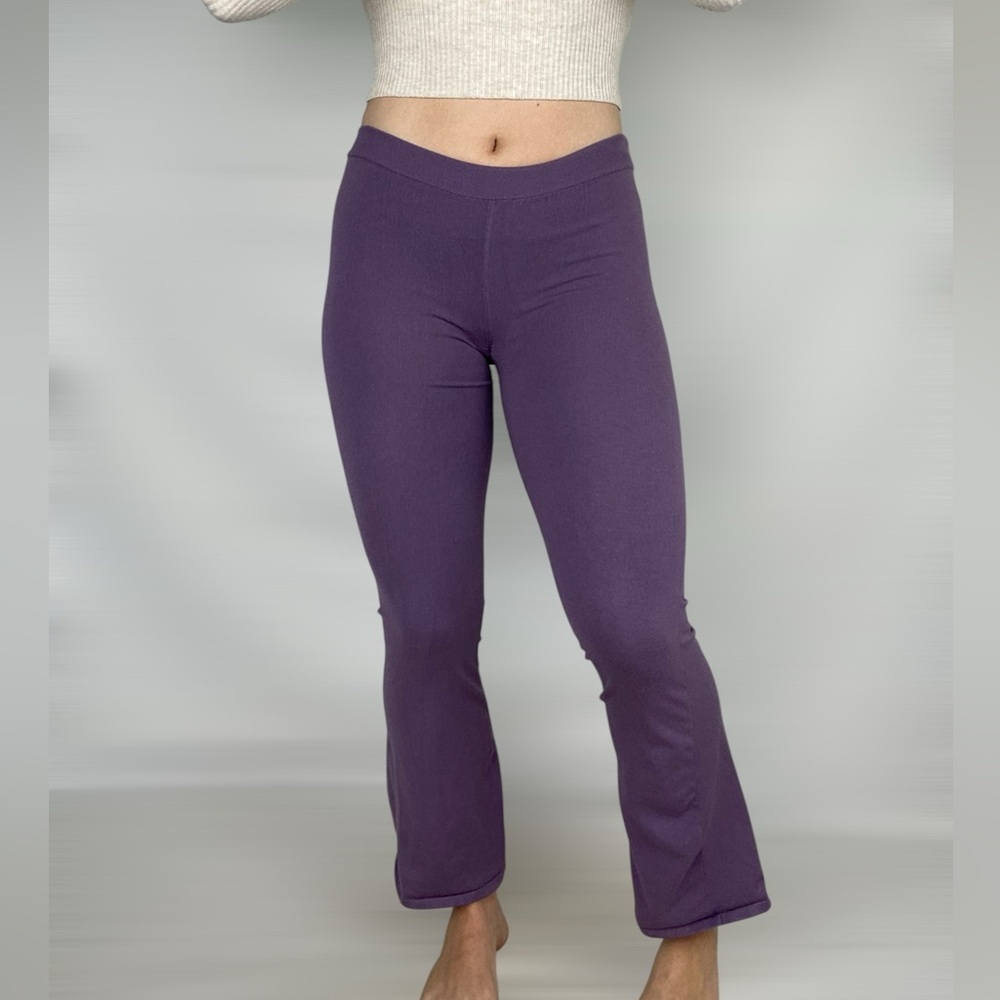 SUNDAY BEST Knit Flare‎ Legging Mid Rise Stretch Casual Purple Lounge